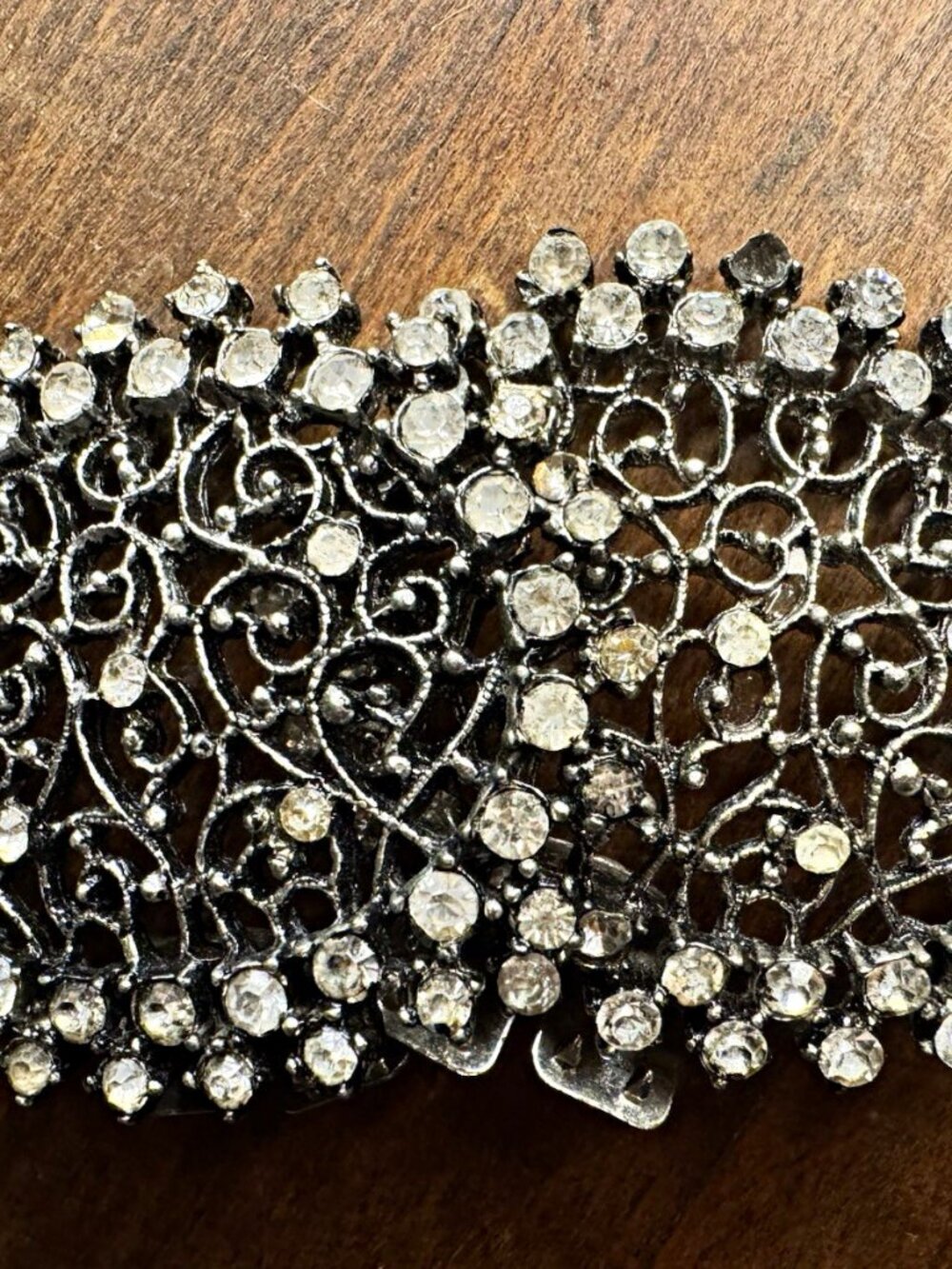 Vintage 1950s MUSI Rhinestone and Marcasite with Ornate Filigree Shoe Clips Pair